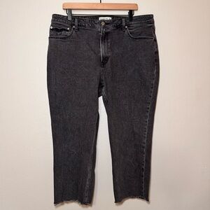 Abercrombie Curve Love Mom Jeans 16 High Rise Black Raw Hem Cropped